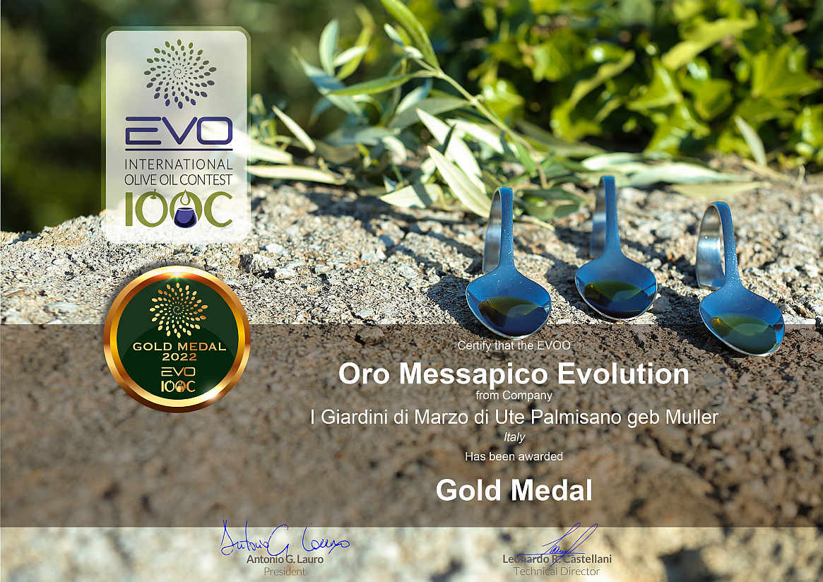 EVO - International Olive Oil Contest - Gold Medal 2022 for ORO MESSAPICO Evolution